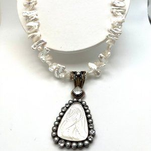 Mars & Valentine Sterling Stick Pearl Bird in Flight Necklace